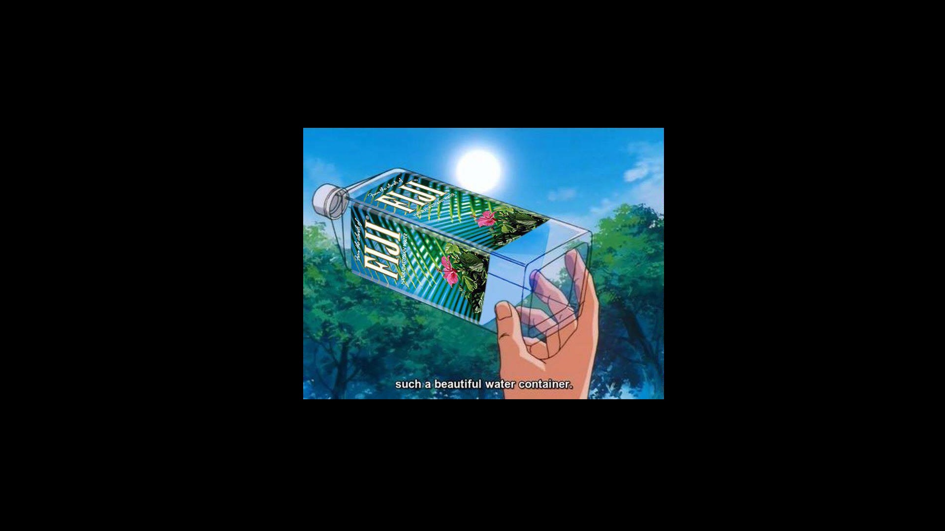This meme is an image of a person holding a water bottle with a label that says "I can drink" in a bold, cartoonish font. The label is surrounded by a green background with a pattern of leaves, and the person is holding the bottle up to their mouth with a confident expression.